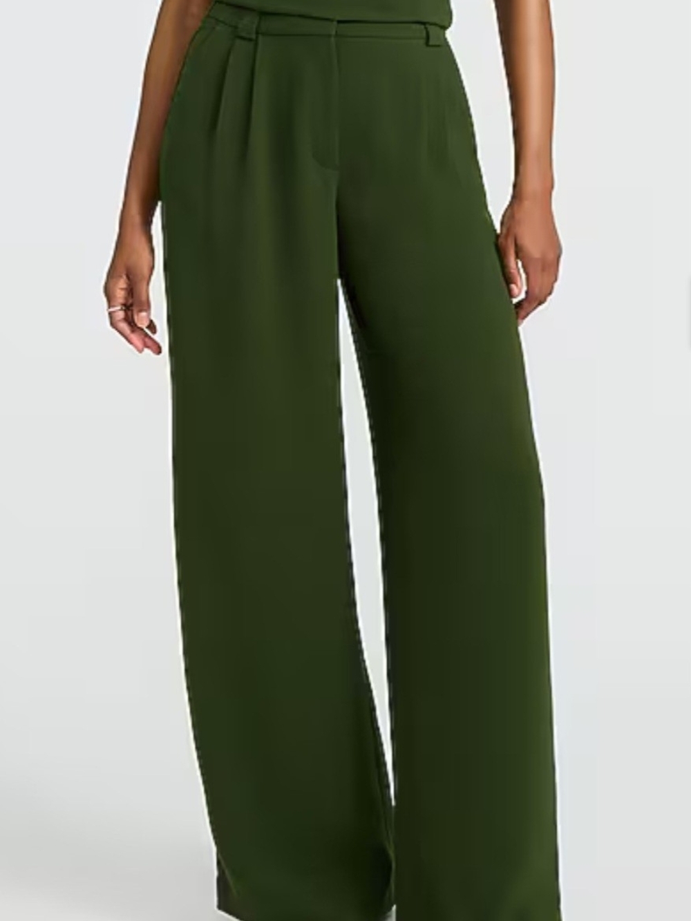 NWT Wide-Leg High-Rise Pants in Emerald Green